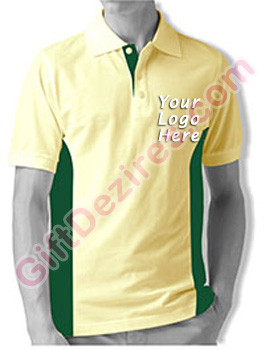 Designer Ivory and Green Color Polo Logo T Shirt